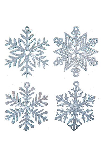 OEM Set 4 globuri de Craciun HH859 din Lemn Model Fulg de nea