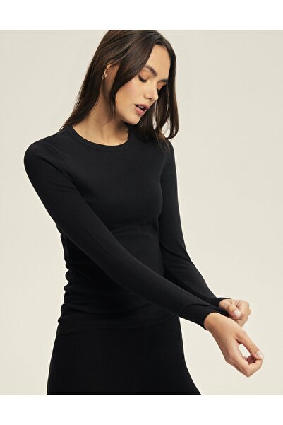 ESOTIQ Women's Top Longsleeve Slim Fit Ribbed Viscose & Cotton Comfy Undershirt | Jody