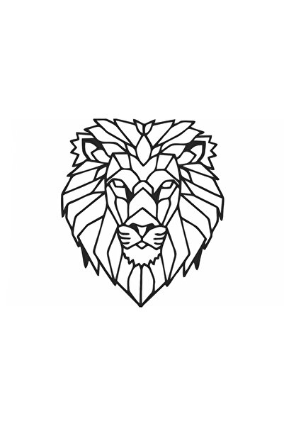 OEM Decor Personalizabil Geometric perete Leu cu coama din lemn - 25 L x 29 H...