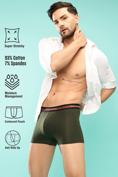 John players Pack of 2 John Players Classic Cotton Trunks in Dark Green