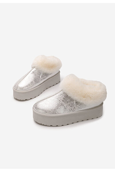 B T Shoes Střibrné kotníkové kozačky na platformě Maily