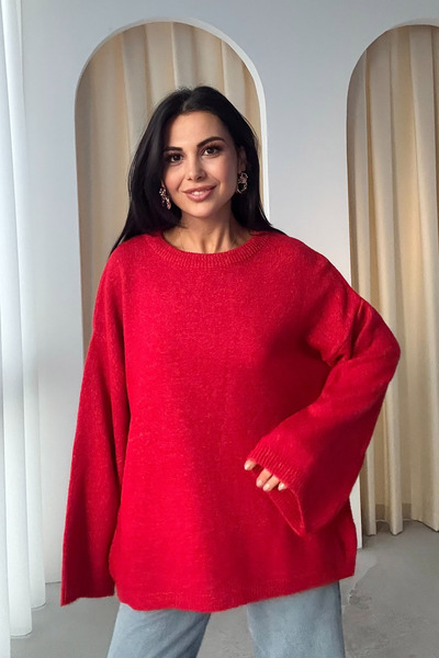 Seda Yalçın Atelier Red Crew Neck Oversize Pinterest Knitwear Sweater