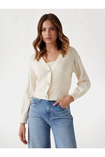 Guess Lyla Kadın Beyaz Triko Hırka W5YR01Z2ZK2-G012