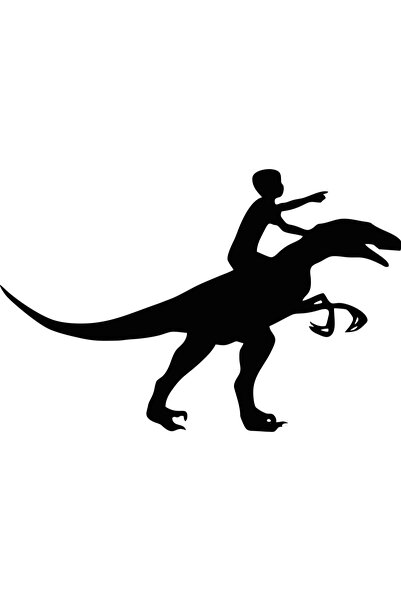 OEM Decor perete Baiat pe Dinozaur HH690 din lemn - 38 L x 25 H (cm)