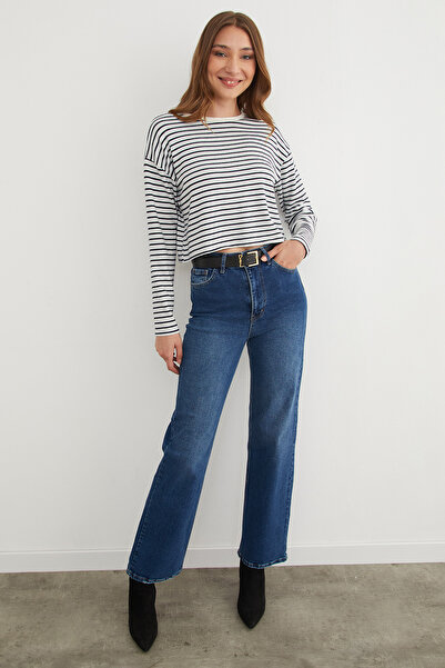 Fulla Moda Смугастий кроп-топ з тонкого трикотажу