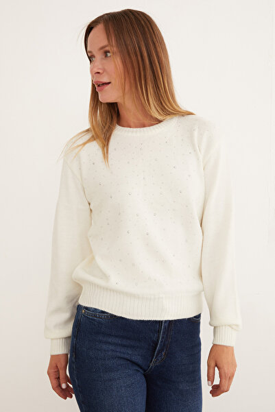 Fulla Moda Stoned Crew Neck Knitwear Sweater
