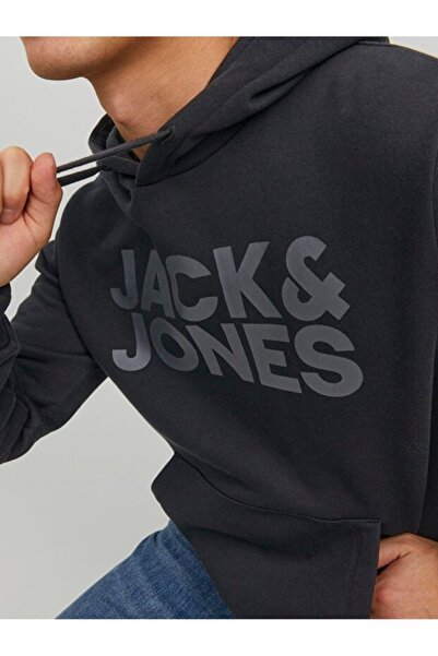 Jack & Jones Tunnelzug, Kängurutasche ve Label-Print ile Kapuzenpullover CORP Kapüşonlu Üst