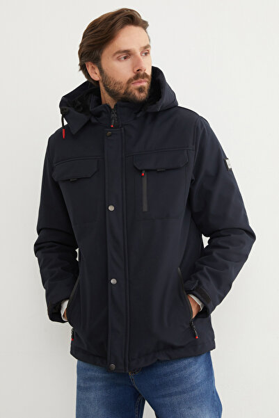 Fulla Moda Diving Fabric Snap Button Hooded Jacket
