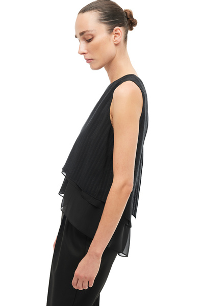 Perspective Μαύρη μπλούζα με λαιμόκοψη με μηδενικό μανίκι