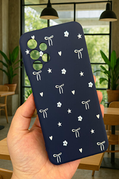 Vip Case Samsung Galaxy A13 Uyumlu Mini Fiyonk Desenli Silikon Darbe Emici Klasik Korumalı Rubber Kılıf