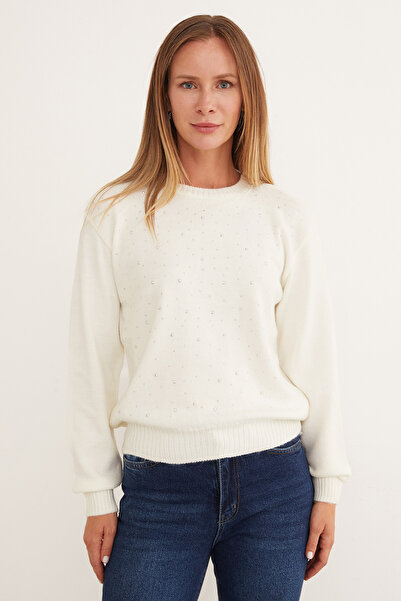 Fulla Moda Stoned Crew Neck Knitwear Sweater
