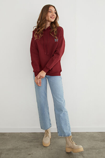 Fulla Moda Φούτερ με κουκούλα με κεντημένο φιόγκο με 3 κλωστές