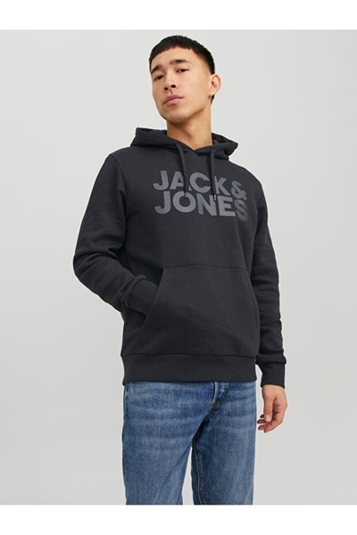 Jack & Jones Tunnelzug, Kängurutasche ve Label-Print ile Kapuzenpullover CORP Kapüşonlu Üst