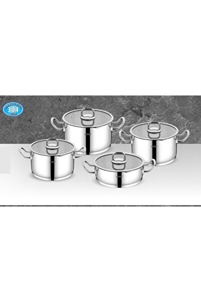 FMS Vizyon 8 Piece Steel Cookware Set Metal Handle