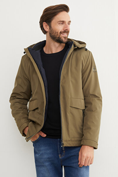 Fulla Moda Μπουφάν με με τύπωμα τσέπες με φερμουάρ με κουκούλα