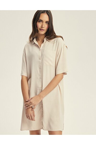 ESOTIQ Cămașă de noapte supradimensionată pentru femei, cu nasturi și guler | Corenso