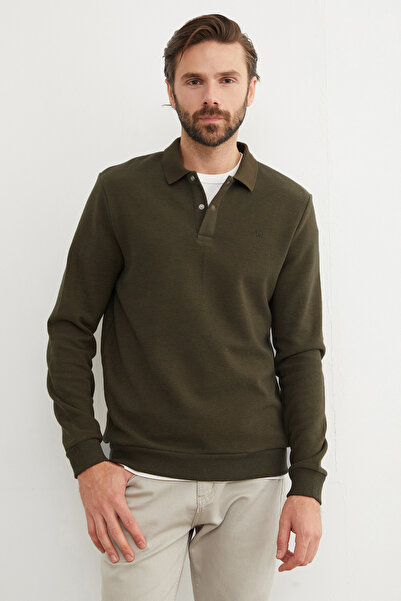 Fulla Moda Φούτερ με ριμπ πόλο με κουμπιά