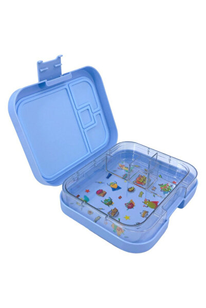 TINY WHEEL صندوق غداء بينتو مطبوع للأطفال بأربعة أقسام