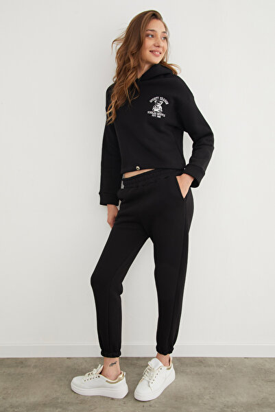 Fulla Moda 3 Yarn Teddy Bear Embroidered Hooded Jogger Tracksuit Set