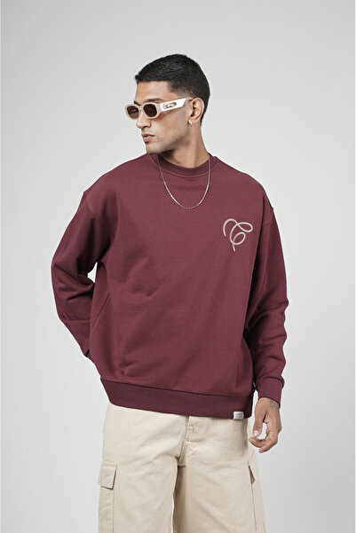 Butik Trend Biz Printed Men's Sweatshirt Crew Neck with Embroidery Detail