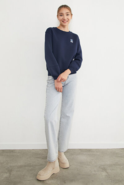 Fulla Moda 3-ниткова вишивка з каменями, світшот з вишивкою ведмедика