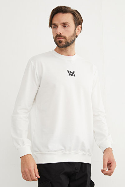 Fulla Moda Kabartma Baskılı Bisiklet Yaka Sweatshirt