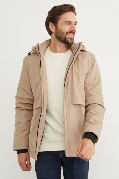 Fulla Moda Παλτό με κουκούλα με φερμουάρ από ύφασμα κατάδυσης