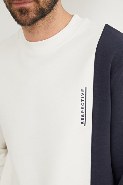 Fulla Moda Respectıve Yazı Baskılı Renk Bloklu Sweatshirt