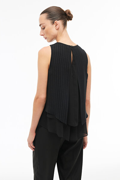 Perspective Μαύρη μπλούζα με λαιμόκοψη με μηδενικό μανίκι