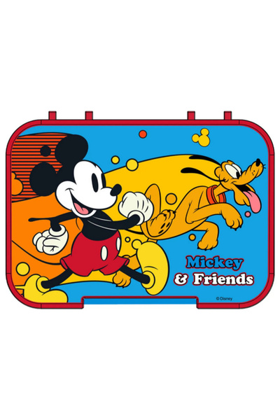 TINY WHEEL صندوق غداء تريتان من ديزني ميكي وأصدقائه بستة أقسام مع قفل بزر واحد