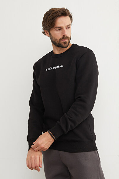 Fulla Moda Φούτερ με λαιμόκοψη με στάμπα με 3 νήματα