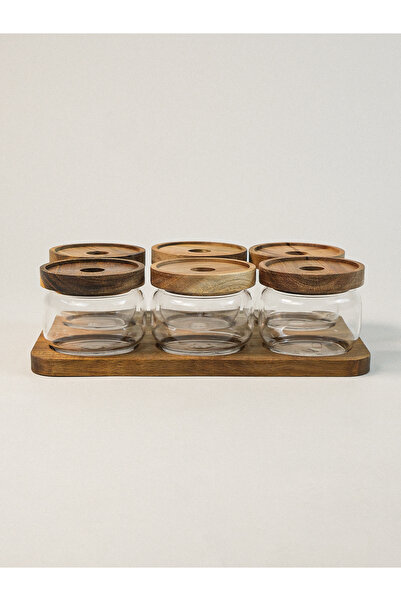 Minihol Avena Akasya Standlı Kapaklı Kase Seti 7 Parça