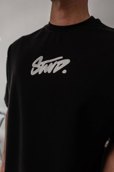 KOZMERA BUTİK Ανδρικό μπλουζάκι Oversize με στάμπα - Μαύρο