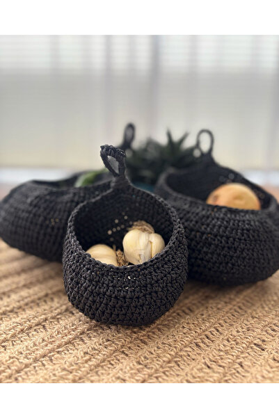 Bigohobi مجموعة سلال معلقة منسوجة يدويًا من 3 قطع، لتعليق الأشياء الصغيرة، تصميم فني، سلال رفوف