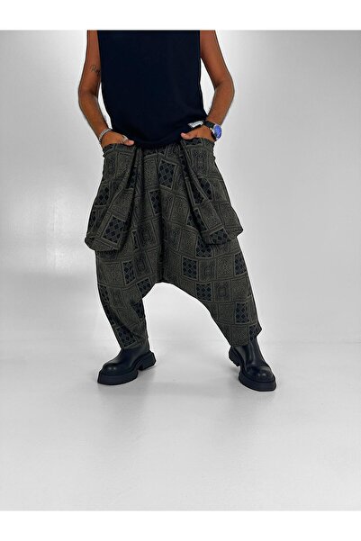 Superbluemexico Παντελόνι Unisex Jacquard με σχέδιο πόκερ Avant-garde με τσέπες μπαλόνι