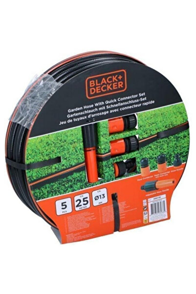 Black&Decker خرطوم حديقة مع مجموعة موصلات سريعة 13 مم × 25 م