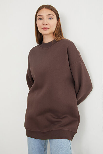 Fulla Moda 3 Yarn Basic Crew Neck Oversize Sweatshirt