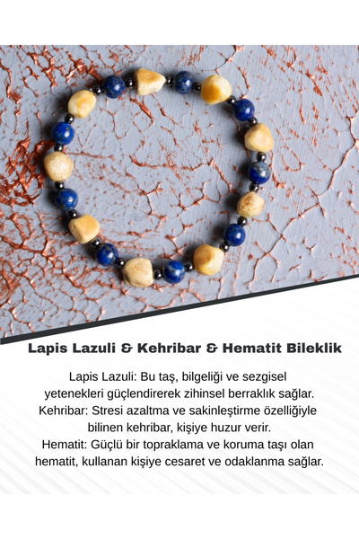 Saff Doğal Taş سوار من حجر اللازورد والكهرمان والهيماتيت