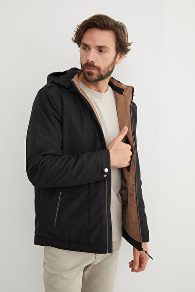 Fulla Moda Μπουφάν με με τύπωμα τσέπες με φερμουάρ με κουκούλα