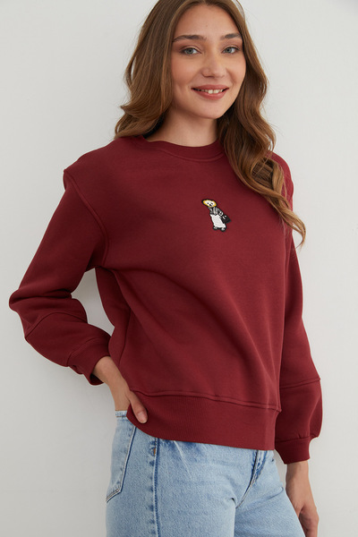 Fulla Moda Φούτερ με λαιμόκοψη με κέντημα με αρκουδάκια με 3 κλωστές