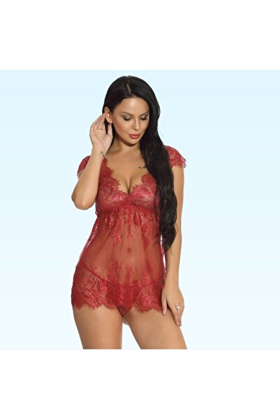 FITINT Nightgown with lace Burgundy Negligee