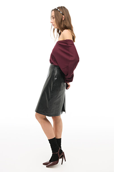 Perspective Black High Waist Above Knee Skirt