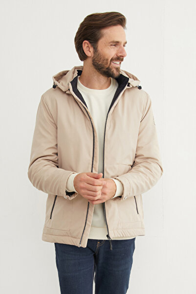 Fulla Moda Μπουφάν με με τύπωμα τσέπες με φερμουάρ με κουκούλα