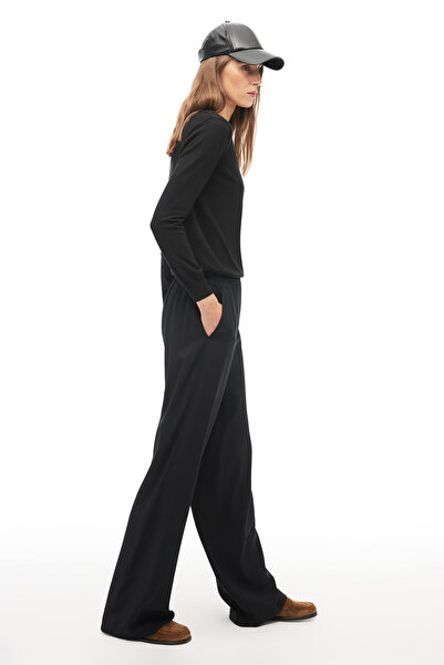 Perspective Black High Waist Wide Leg Trousers