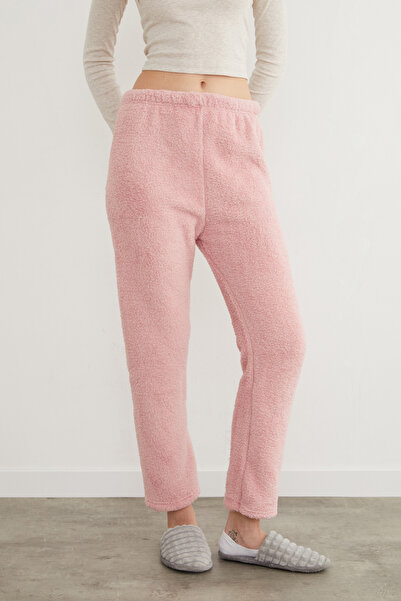 Fulla Moda Beli Lastikli Pelüş Pijama Altı