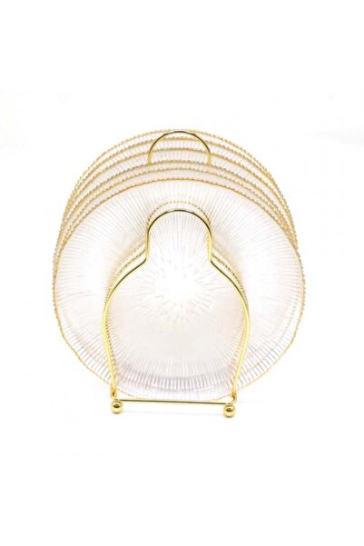 Other Glass Serving Plate Set with Stand - 6 Pieces