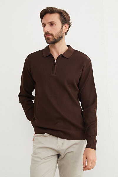 Fulla Moda Πλεκτό πουλόβερ με μισό φερμουάρ