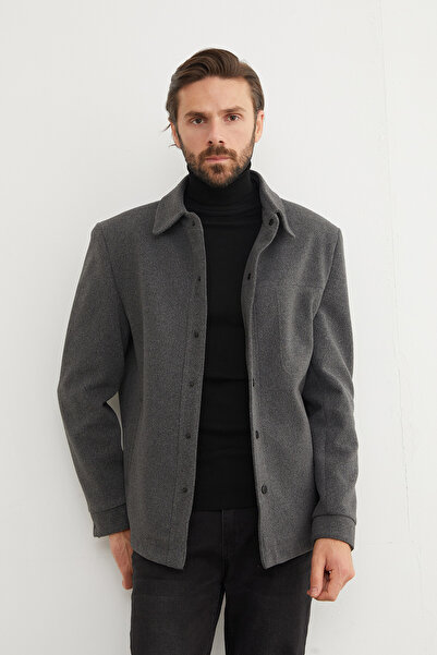 Fulla Moda Çift Cepli Çıtçıtlı Kaşe Kaban