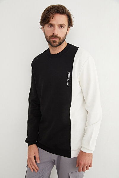 Fulla Moda Respective Text Printed Color Block Sweatshirt