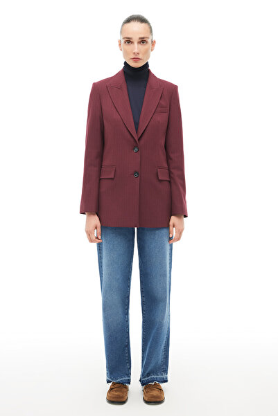 Perspective Burgundy Swallow Collar Jacket
